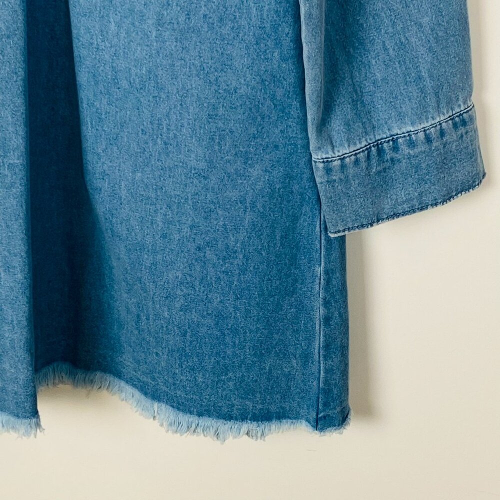 New Show Me Your Mumu Louisiana Denim Blue Dress Pockets 100% Cotton, Size M - Picture 7 of 13